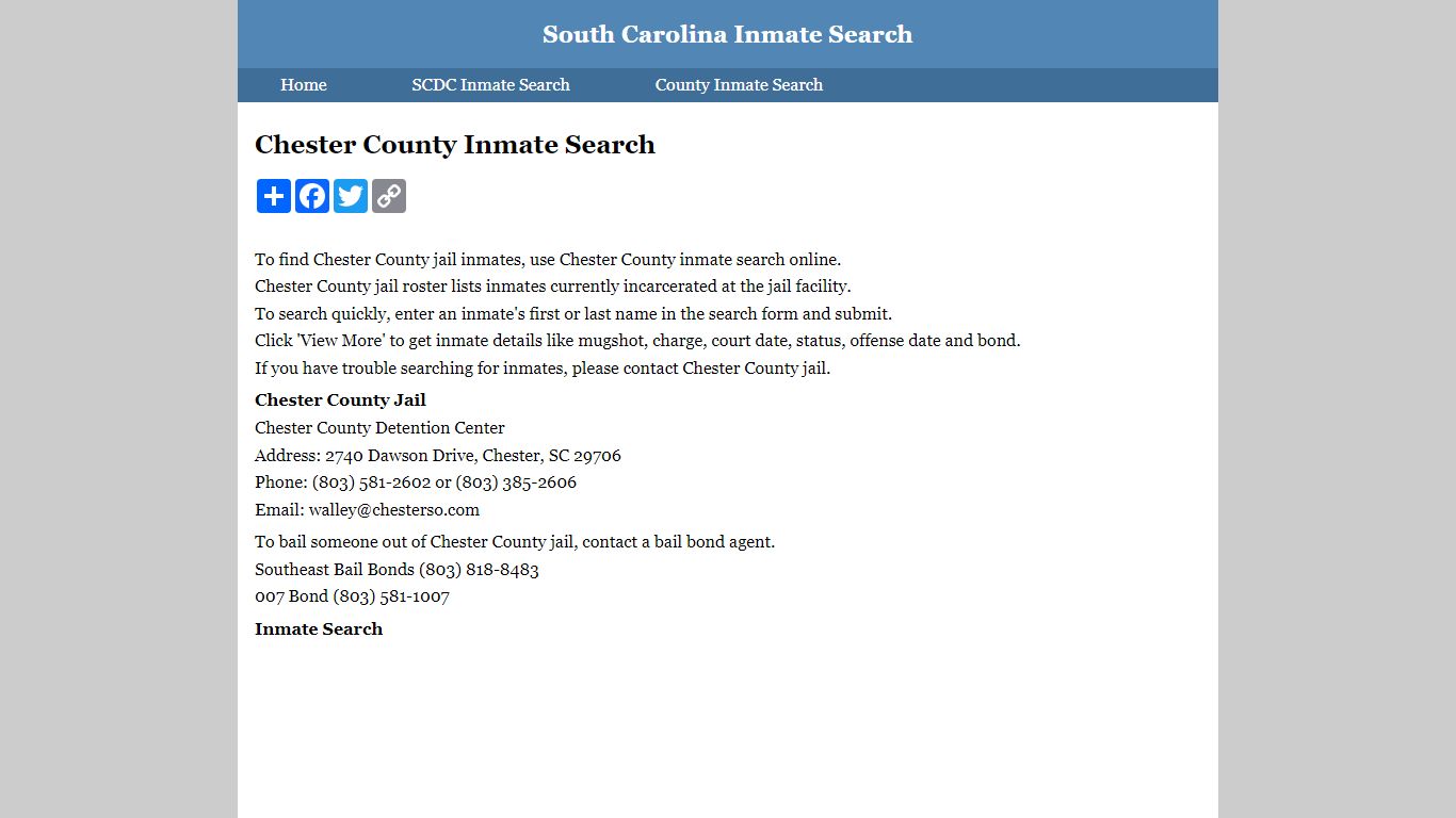 Chester County Inmate Search