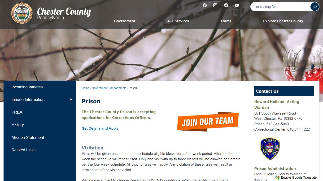 Prison | Chester County, PA - Official Website